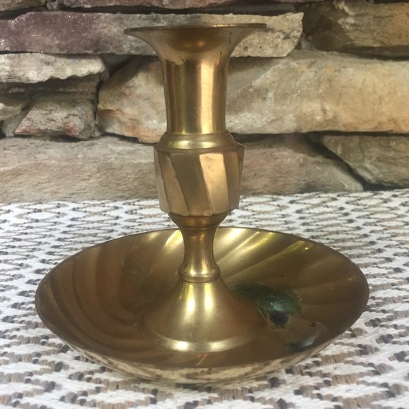 Brass Candle Holder Chamberstick India Boho - Picture 5 of 10